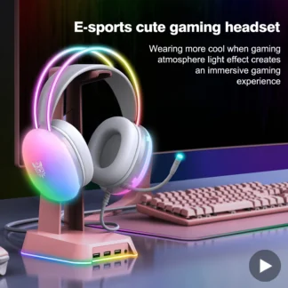 Fone de Ouvido Gamer Headset Com Fio Fone Earbuds Para iPhone, Celular, PC Com Microfone e Cabo RGB Portátil